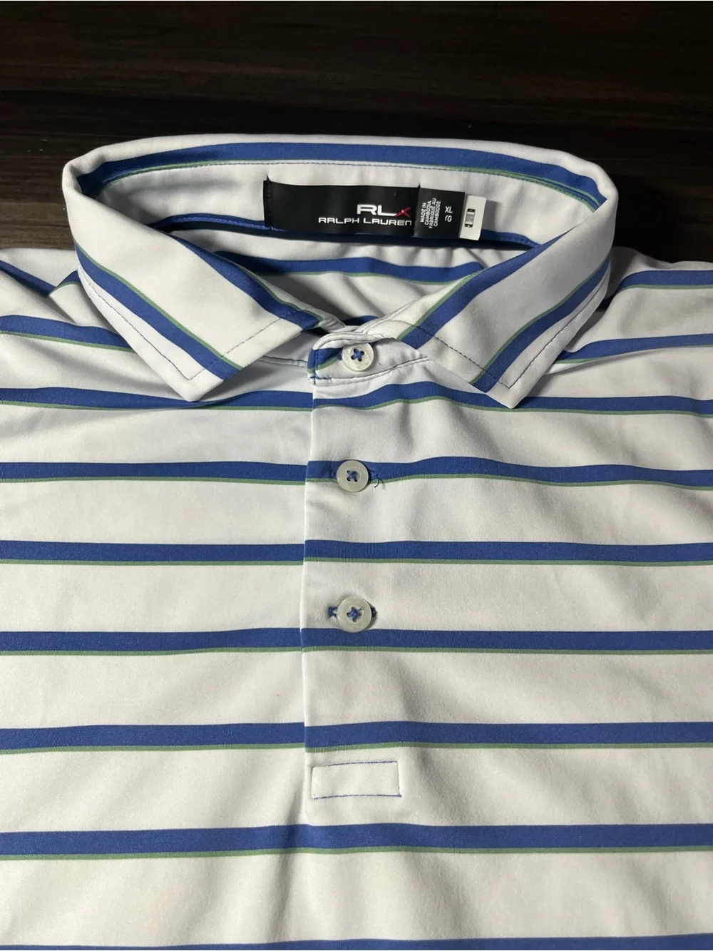 Ralph Lauren RLX Men’s Golf Polo White And Blue Stripes Size XL